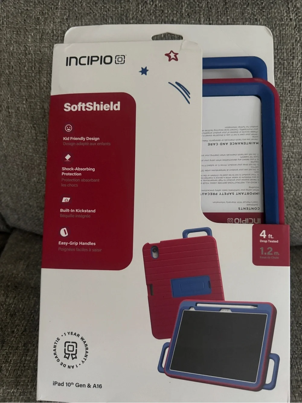 Incipio SoftShield Kids Tablet Case in Red with Blue Accents